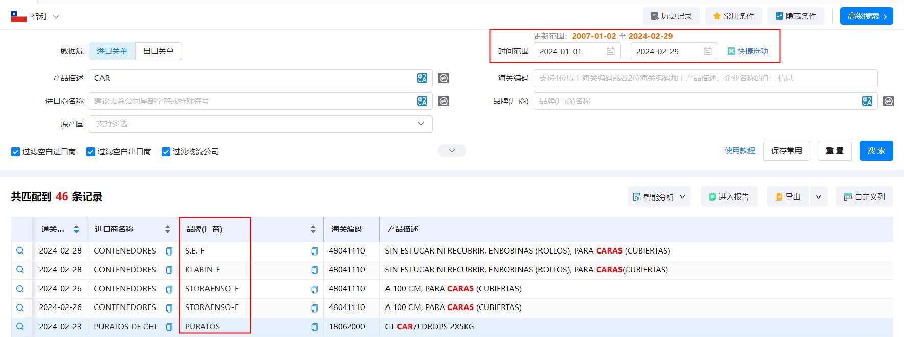 海关贸易数据,智利海关贸易数据,PA真人国际智利海关贸易数据